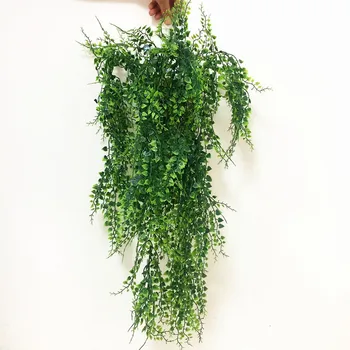 един Дълъг Лист Фалшив Персийски Монтиране на Окачен Изкуствен Зелен Лист Bracketplant 5 Стъбла/бр 82 см, за Декорация Зелени Стени