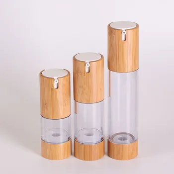празен бамбук помпа закриване на бамбук безвоздушная бутилка козметична 15 мл 30 мл 50 мл екологично чиста пластмаса бамбук безвоздушная бутилка козметична