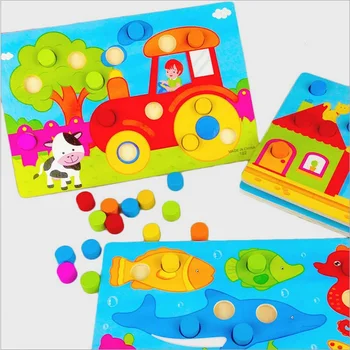 1 Комплект Дървени Играчки, Пъзели Tangram Jigsaw Board Развиване На Ранното Обучение Мультяшные Дървени Пъзели Детски Играчки Играчки Монтесори