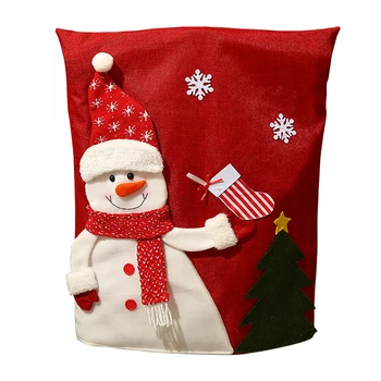 Дядо Нетъкан Материал Столове Покриване На Снежен Човек Червената Шапчица Украшение На Облегалката На Стола Седалките Коледен Декор Маса Коледни Аксесоари