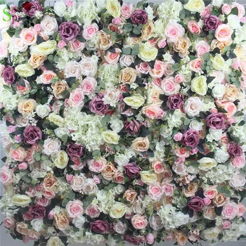 Безплатна доставка, 24 бр./лот, висококачествено 3D цвете стена, сватбен фон, изкуствена роза, хортензия, аранжировки от цветя